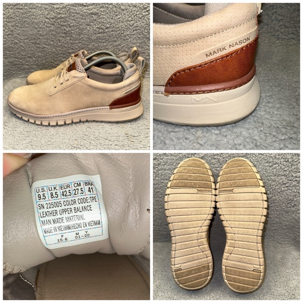 Mark Nason Men's Shoes Beige Size 9.5 Nubuck Leather Neo Casual Landmark Skecher